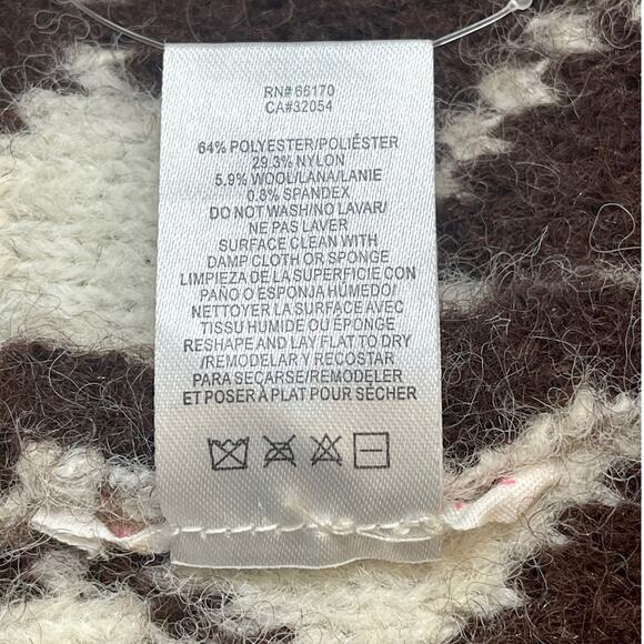 Anthropologie Cozy Argyle Beanie, White & Brown New With Tags - Picture 5 of 5